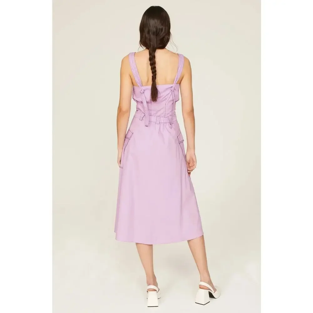Hofmann Copenhagen Elina Skirt Organic Cotton A-Line Midi Purple Size Small - Picture 4 of 16